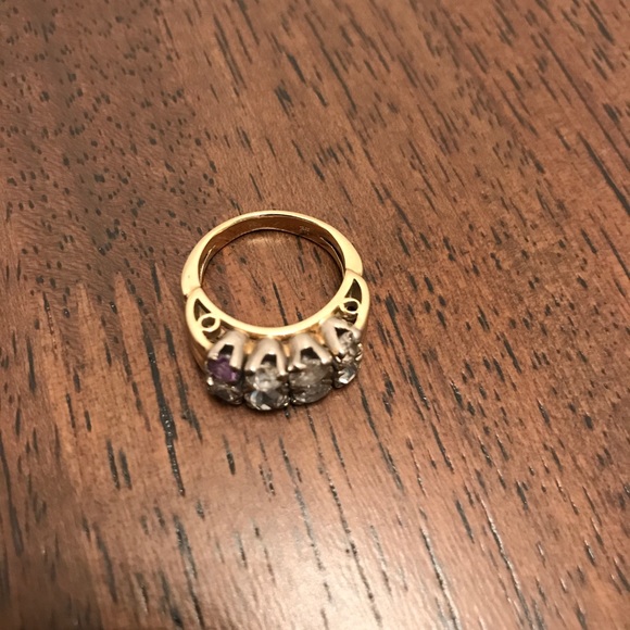 Vintage Old Mine Cut Diamond Ring / Yellow Gold - Picture 3 of 6